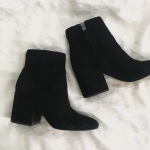 Sam Edelman Suede Heeled Booties Black